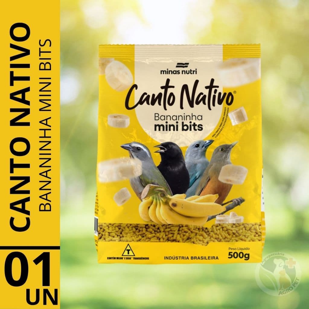 Ração extrusada Bananinha Mini Bits Canto Nativo 500g