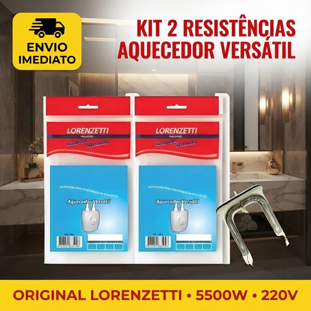 KIT 2 Resistências Original Aquecedor Lorenzetti Versátil 220v 5500w Branco