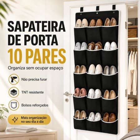 Sapateira Suspenso de Porta Organizador Multiuso Divisória Vertical Chinelo