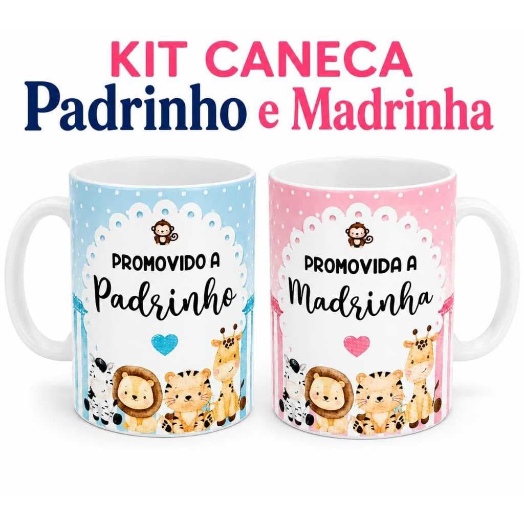 Caneca Para Padrinho e Madrinha Personalizada com Nome