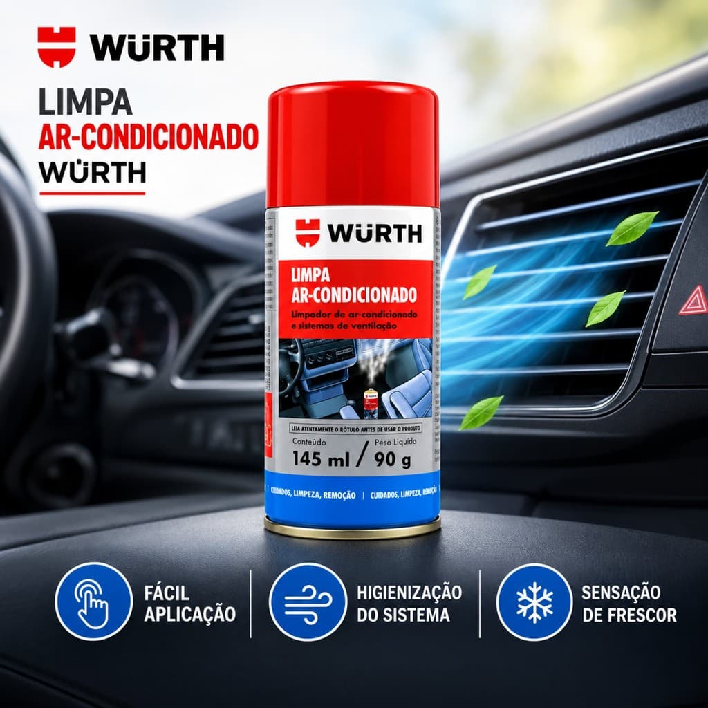 Limpa Ar Condicionado Automotivo Higienizador Limpador De Ar e Sistema De Ventilação Wurth Granada Desumidificante