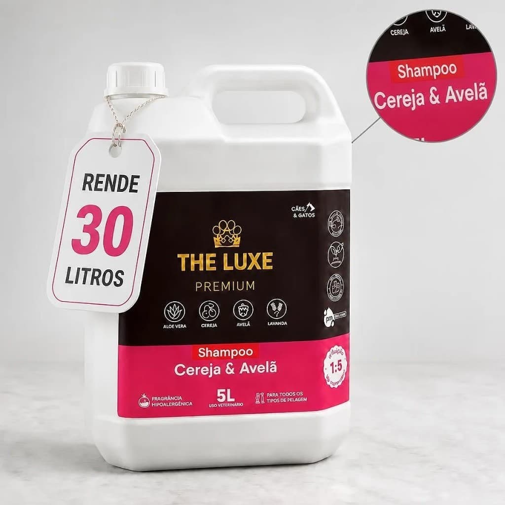Shampoo The Luxe Cereja & Avelã 5l Cães e Gatos Diluição 1:4