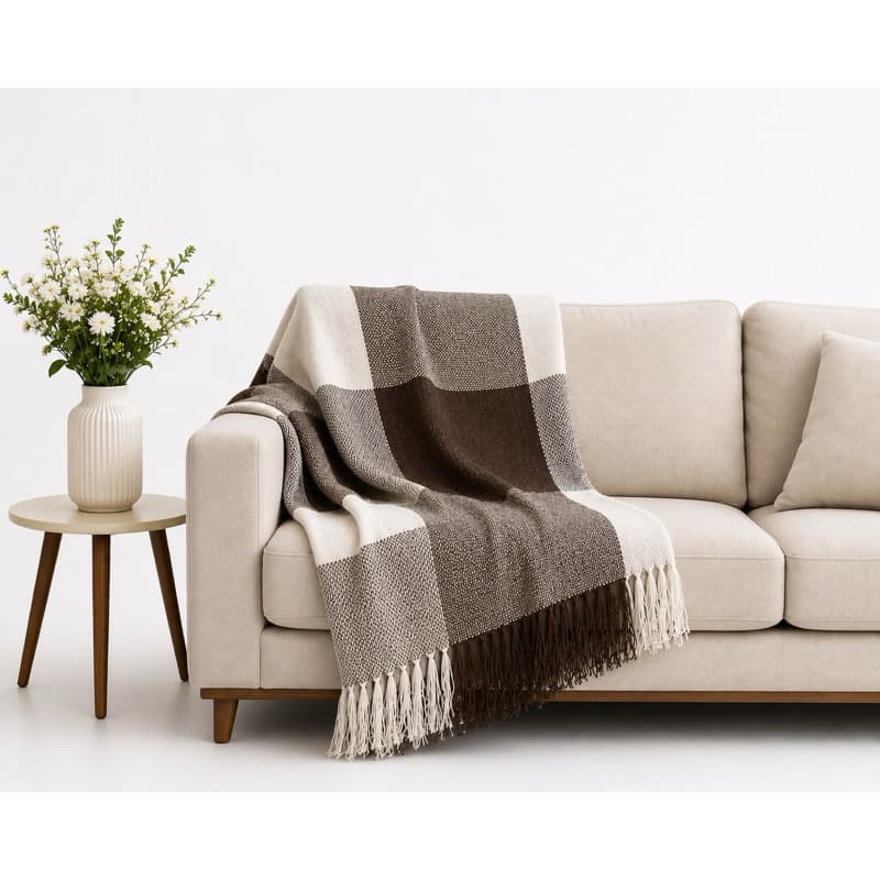 Mantas Quadriculadas Para Sofá/Cama 100% Algodão Decorativa Luxuosa Protetora Tamanho 2,10 X 1,20
