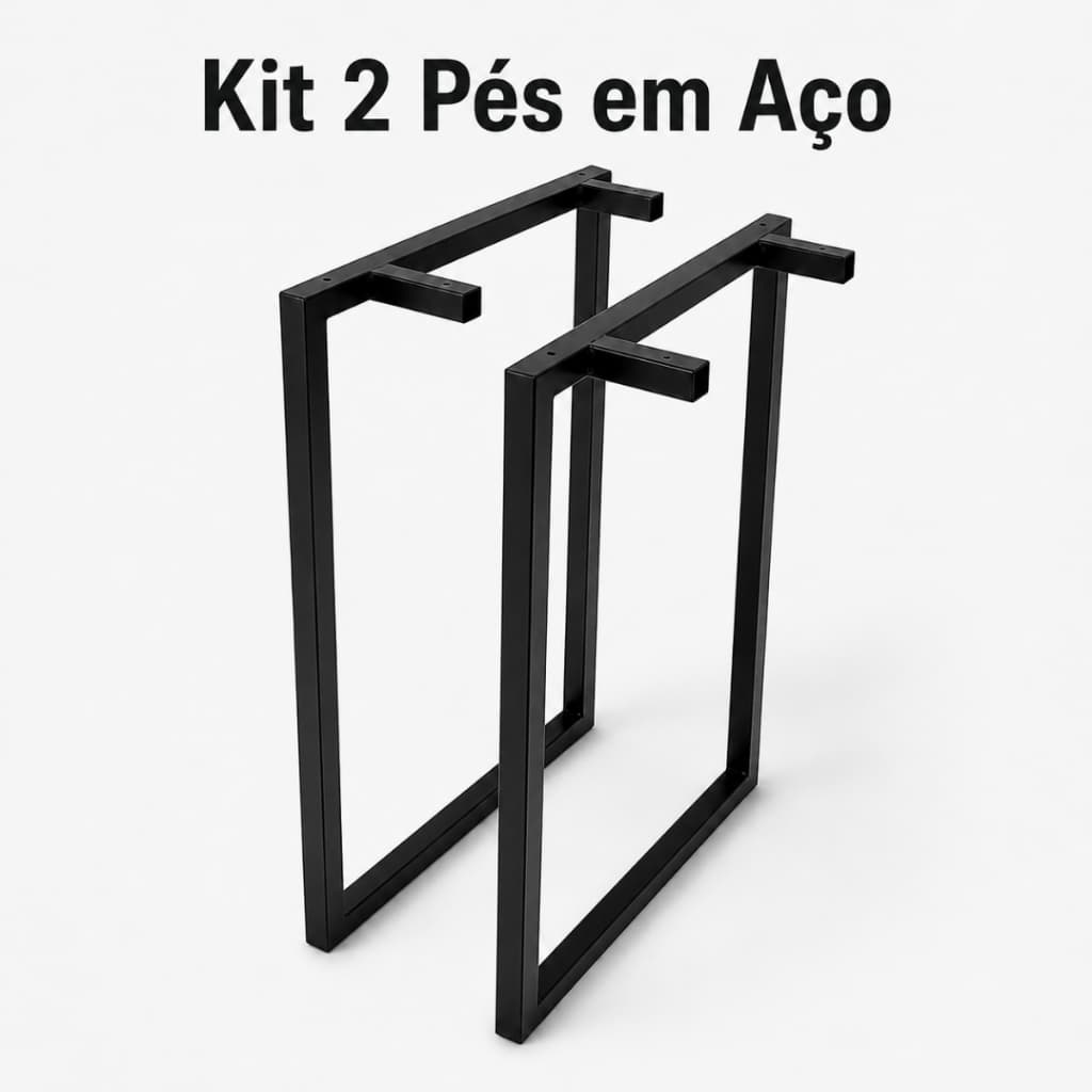 Kit Pé de Mesa Industrial 2 Pé de Mesa Escrivaninha 75x50 Suporte para Tampo de Mesa Metalon