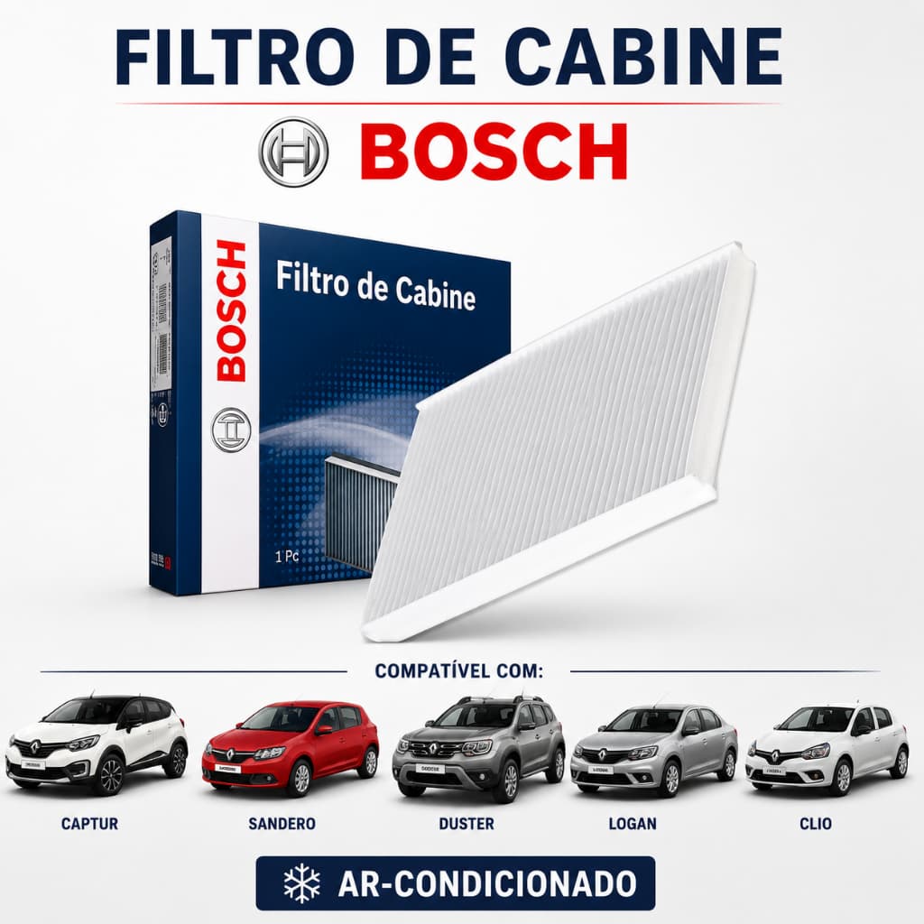 Filtro Cabine Original Bosch Cb0581 Ar Condicionado Renault Sandero Logan Duster Clio Captur