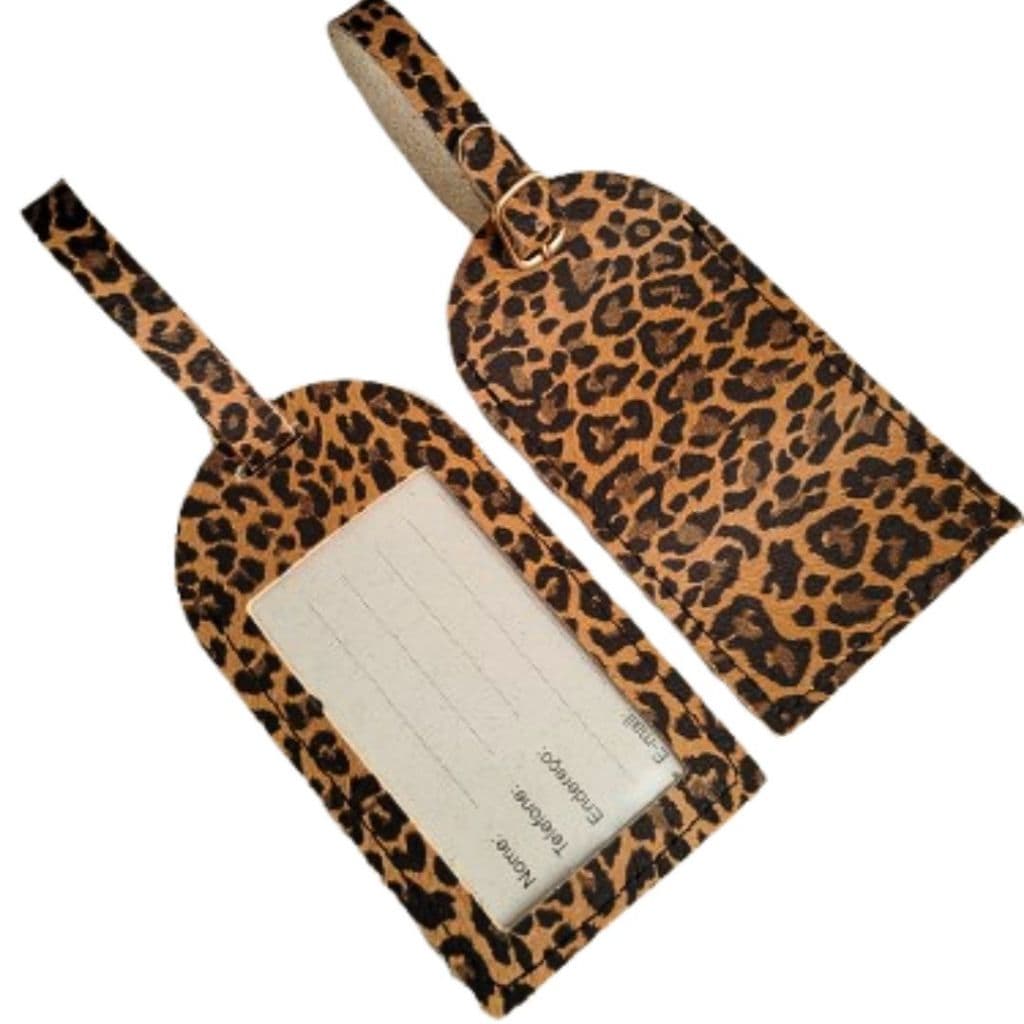 Conjunto com 2 tags de mala animal print – estampa de onça