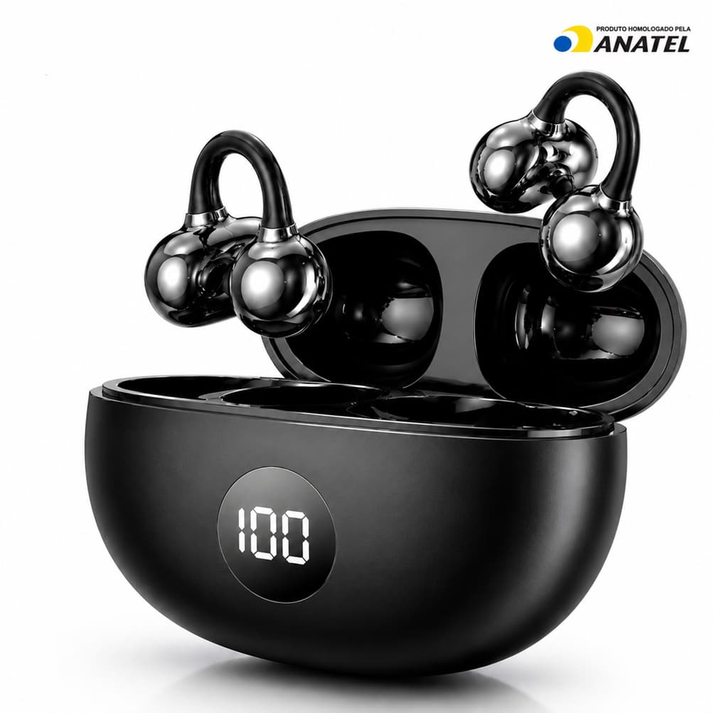Fone de Ouvido Bluetooth Condução Óssea Clipe de Orelha Sem Fio Ear Clip Esportivo p/ Corrida Academia H'maston F928
