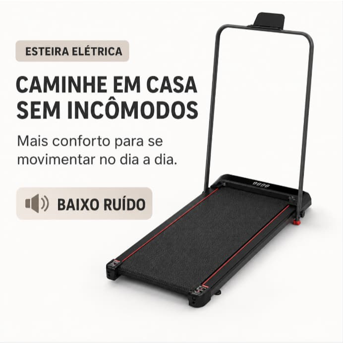 Esteira Elétrica - Continue se Movimentando em Casa Mesmo à Noite - Compacta 1–10 KM/H