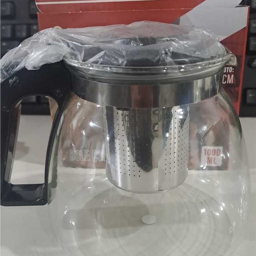 Chaleira de Chá com Infusor 1000ml - Vidro e Inox, Design Moderno