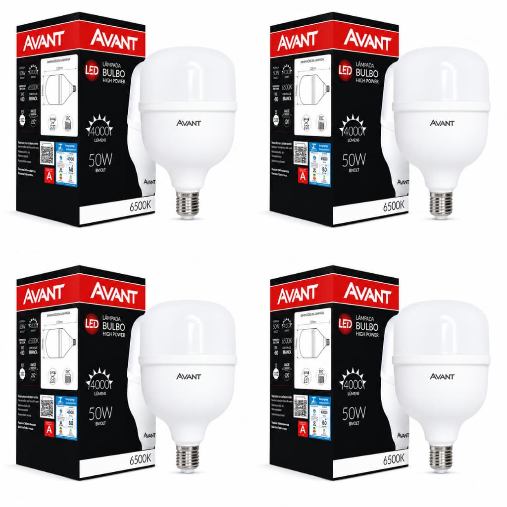 Kit 4 Lâmpadas Led 50w Avant Bulbo Alta Eficiência