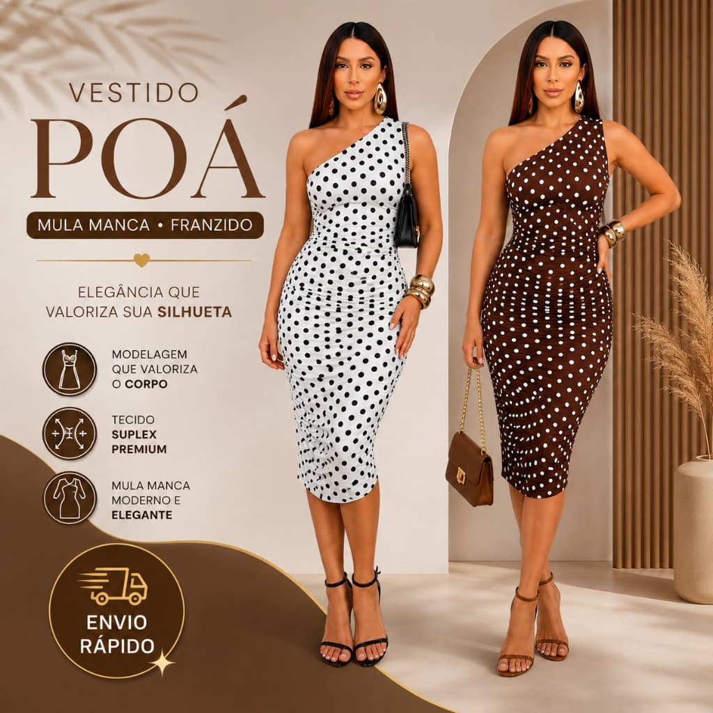 Vestido Feminino Midi Mula Manca Um Ombro Só Suplex Tubinho Curto Colado