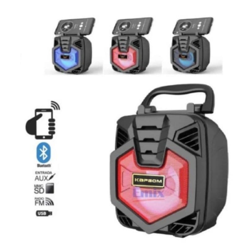Caixa de Som Bluetooth Portátil - KA-8003/8005: Som Natural, Luzes LED e Conectividade Bluetooth