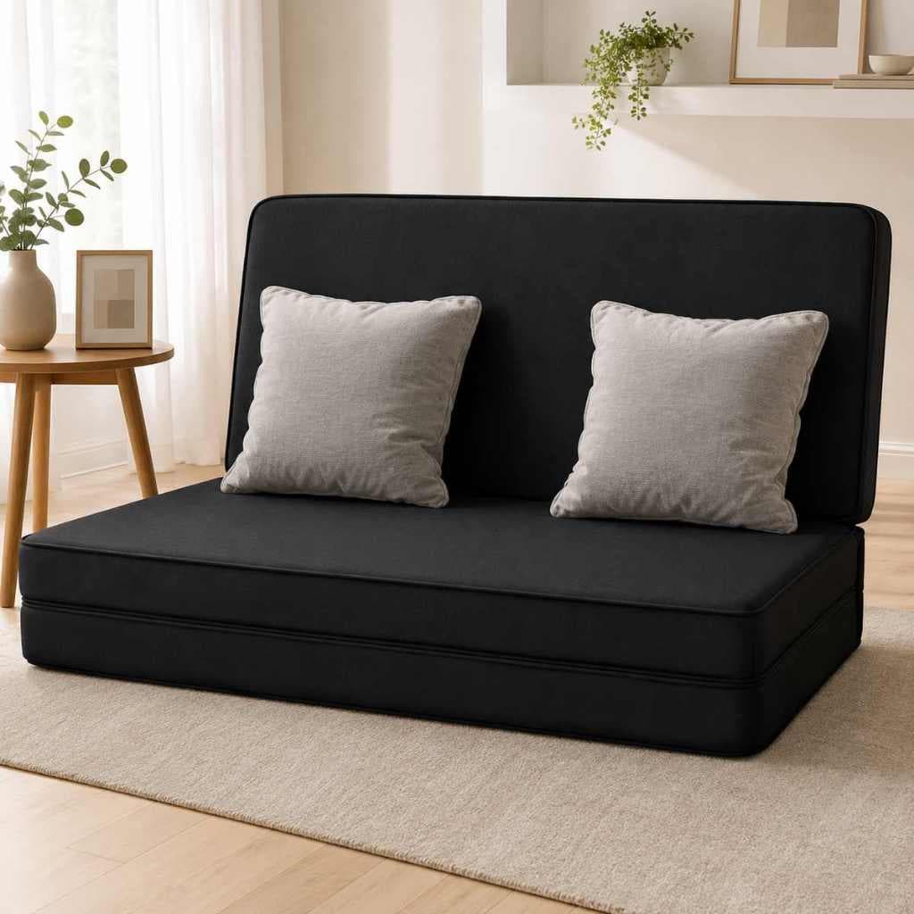 Colchão Dobrável De Casal Espuma D28 Firme Preto Futon Cama Extra Hóspedes Camping Viagem Portátil Resistente Conforto