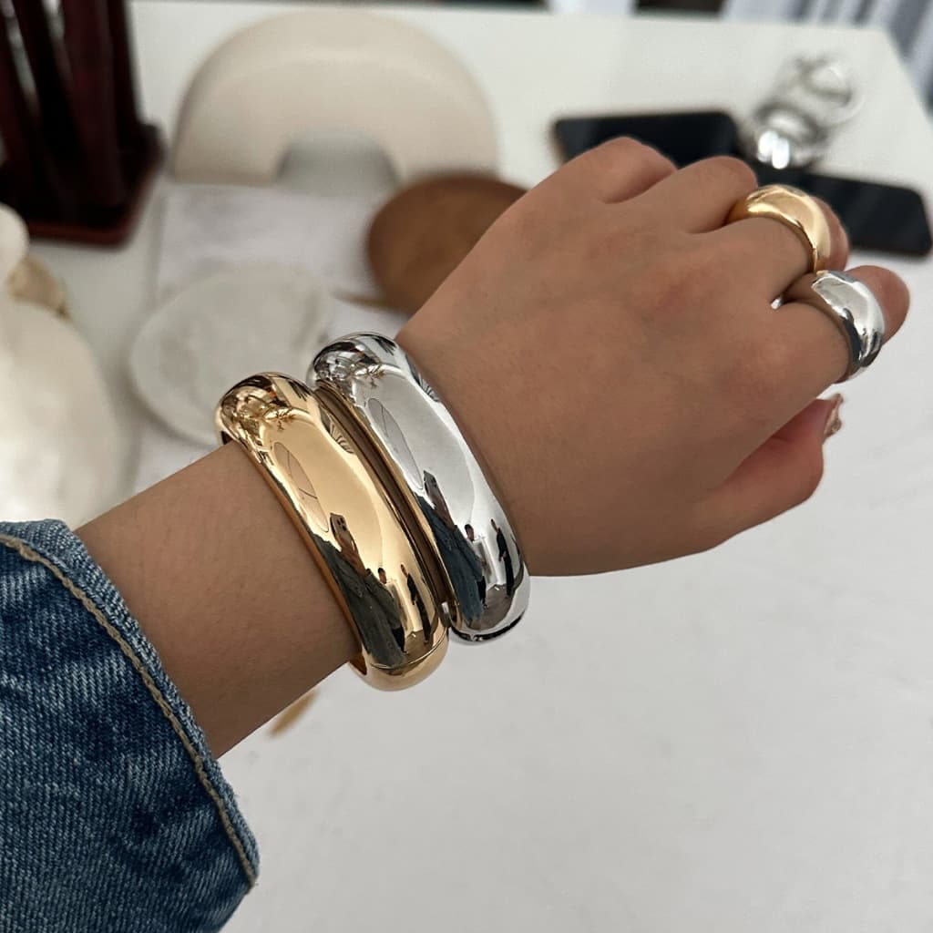 Pulseira Banda Larga Folheada Ouro Prata Joia Feminina Anti‑Desbotamento Uso Diário Festa Casamento Elegante