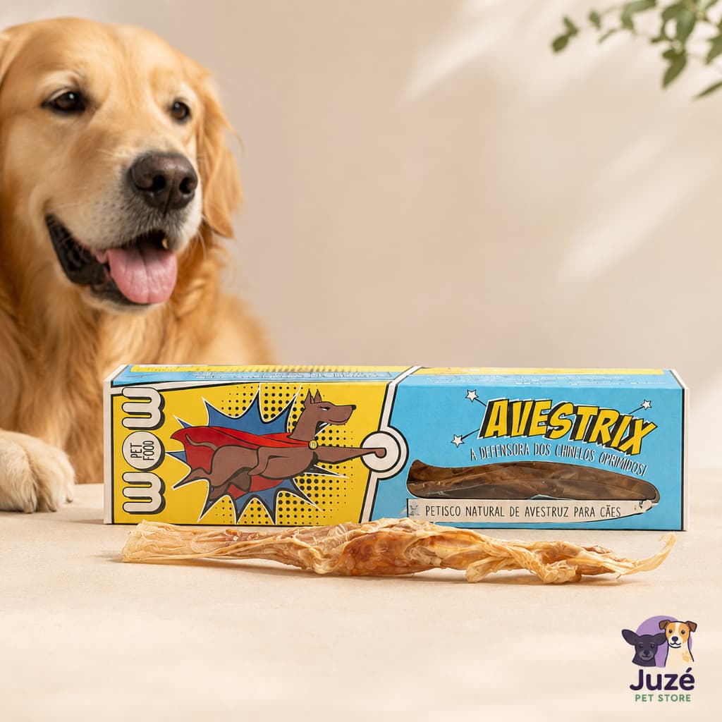 Petisco Natural para Cachorro Avestrix de Avestruz Mastigável Recreativo WOW Pet Food 1 Unidade