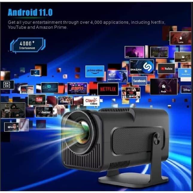 Projetor Smart HY 320 Android Full HD 1080x720 Bluetooth Wi-Fi HDMI espelhamento de tela.