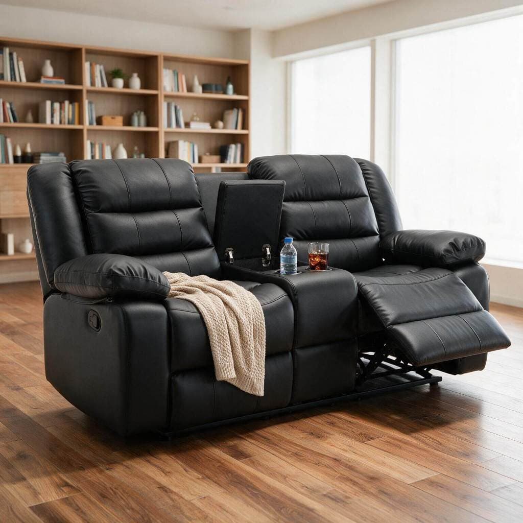 Poltrona Dupla SOfa 2 Lugares Reclinavel com Massagem e Aquecimento Console Porta Treco e Porta Copos