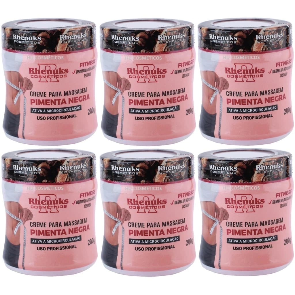 Kit 6 Gel Creme Redutor de Medidas 200g Pimenta - Escolha 4, 5 ou 6 unidades