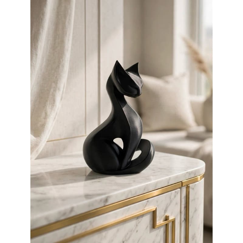 🐈‍⬛ GATA PRETA MINIMALISTA Escultura Decorativa Moderna Sala Gato Decoração Presente Gateira