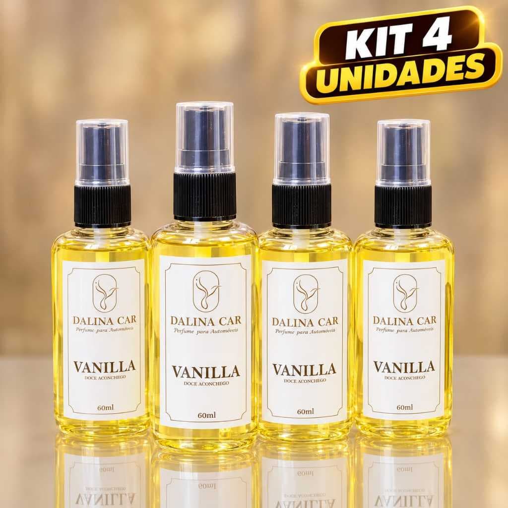Kit 4 Spray Cheirinho Carro Vanilla 60ml Arominha Automotivo Baunilha Doce