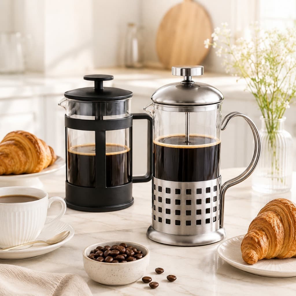 Cafeteira Prensa Francesa 600ml em Vidro Cremeira Café Leite Filtro de aço inoxidável