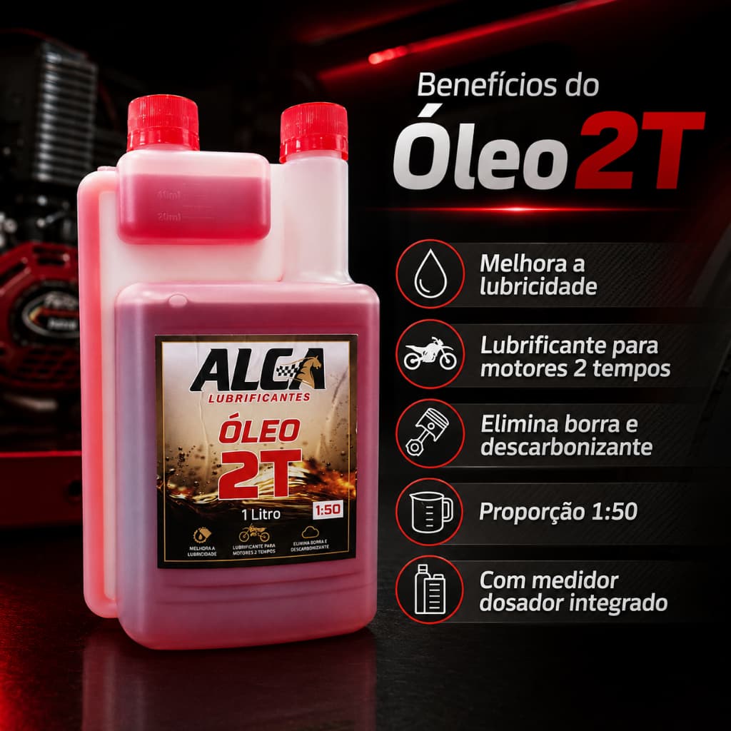 Óleo Lubrificante 1 Litro Para Motores 2 Tempos Roçadeiras Motos 2t Alca óleo para motor dois tempos