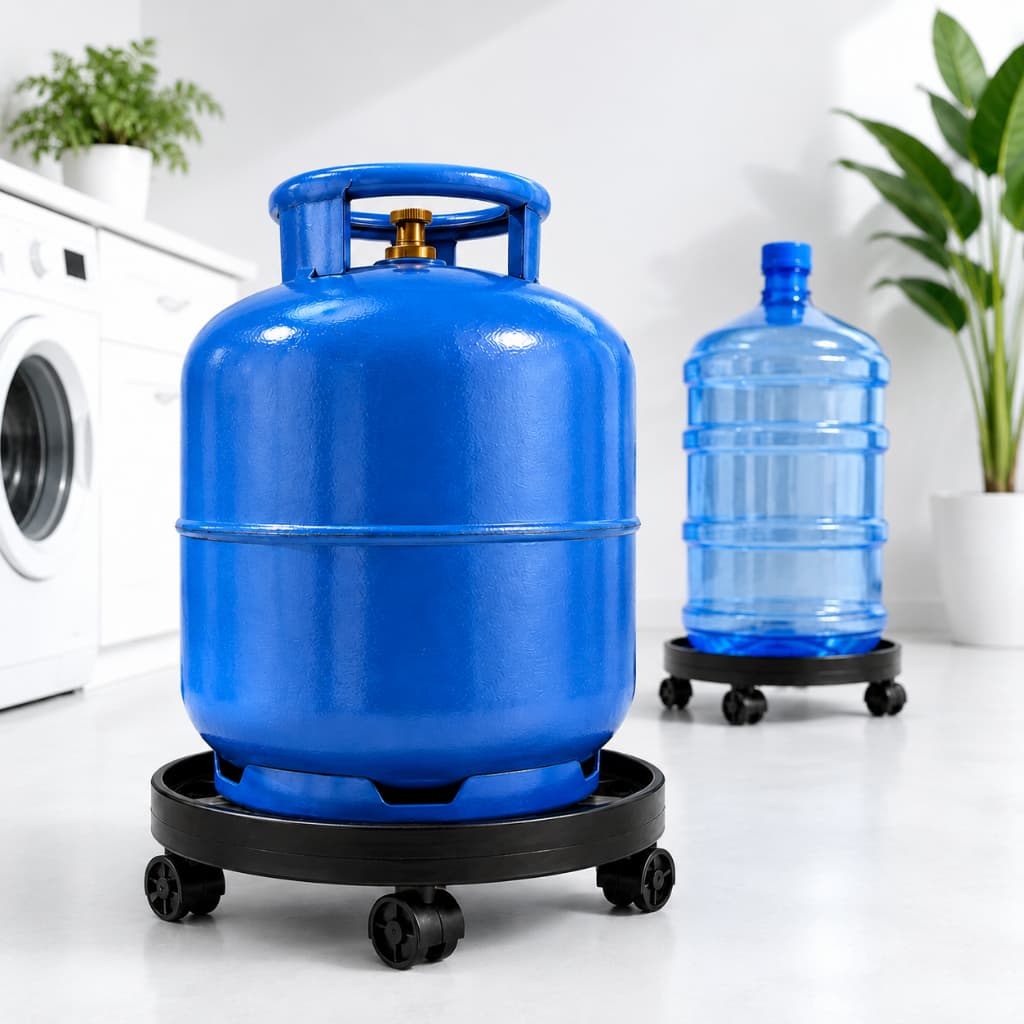 Suporte com Rodinhas para Botijão de Gás Galão e Vaso até 55kg