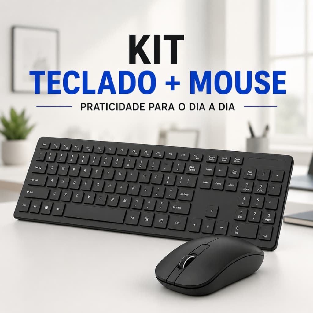 Kit Mouse e Teclado Sem Fio Ultra Slim Wireless USB 2.4ghz Notebook Compacto Android ENVIO IMEDIATO
