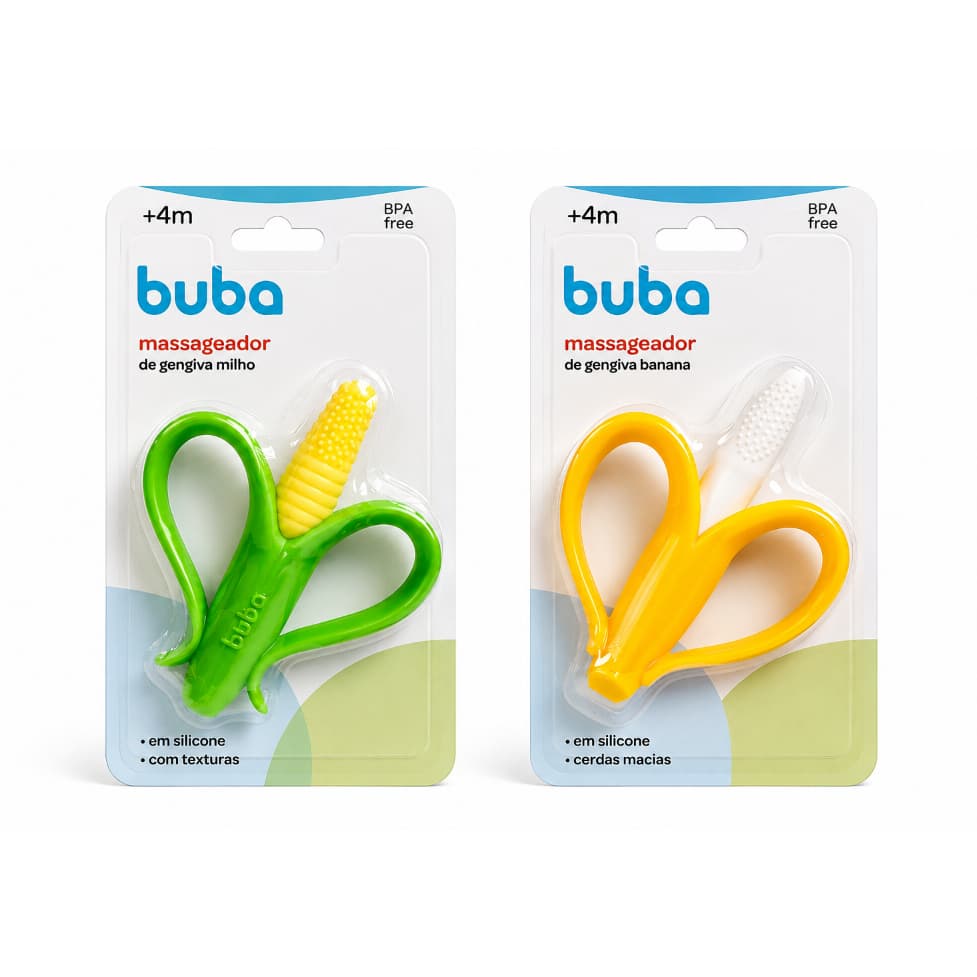 Mordedor e Massageador de Gengiva Buba para Bebê em Silicone – Alívio na Fase de Dentição