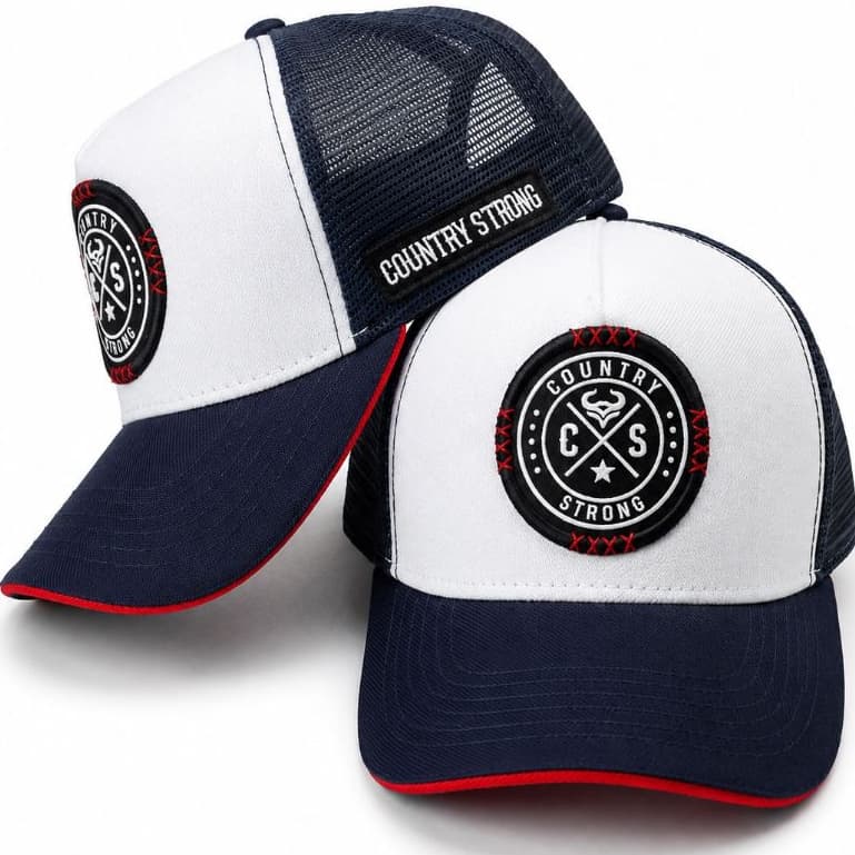 Boné Country Strong Original Bordado em Alto Relevo Chapéu masculino Telinha Trucker Tela Caminhoneiro Premium Unissex