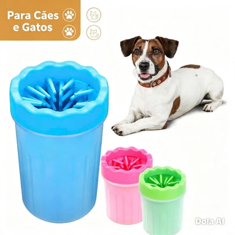 Copo Limpa Patas Para Cães e Gatos 600ml Portátil Silicone Removedor de Sujeira Pet Limpeza Rápida