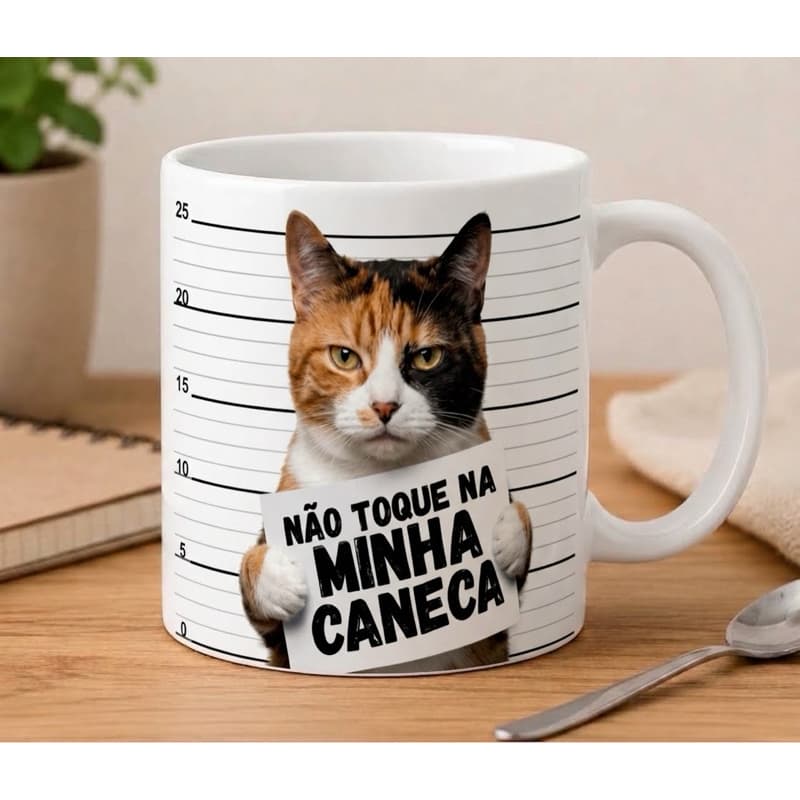 Caneca Gato “Não Toque na Minha Caneca” 325ml – Caneca para Amantes de Gatos – Presente Criativo