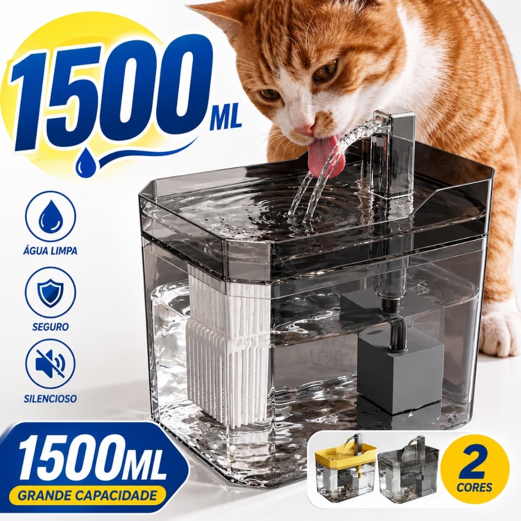 Kit Fonte bebedouro Gatos e Cachorro Bivolt Automática bebedouro gato Bombinha Aquario 1500ML