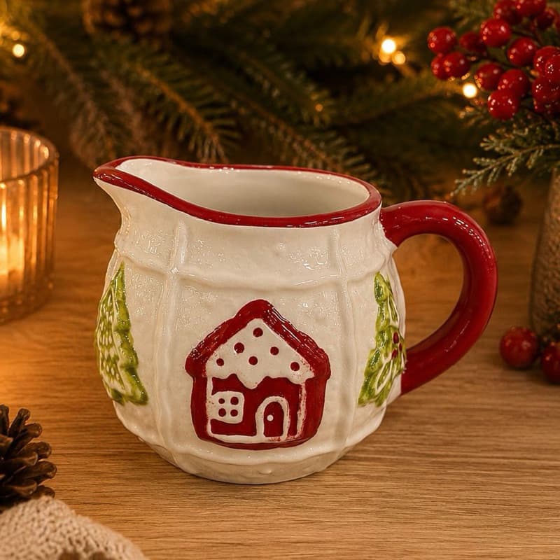 Mini Leiteiras Em Porcelana 350ml — Designer Papai Noel De Natal