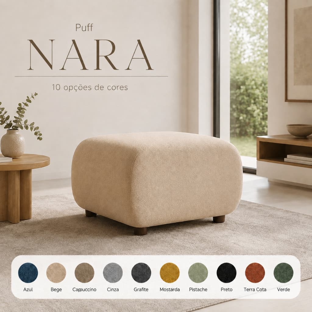 Puff Decorativo Apoio para Pés Orgânico Nara 60 cm Bouclê D'Rossi para Sala Quarto Apoio para Pés