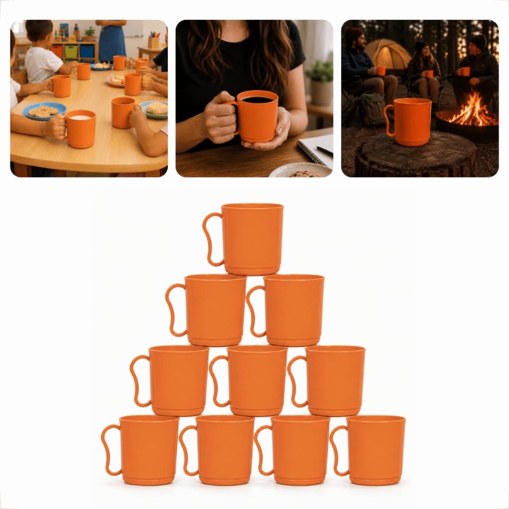 Kit 10 Canecas De Plástico 400ml Coloridas Reutilizáveis Para Chá Café Suco Água E Refrescos