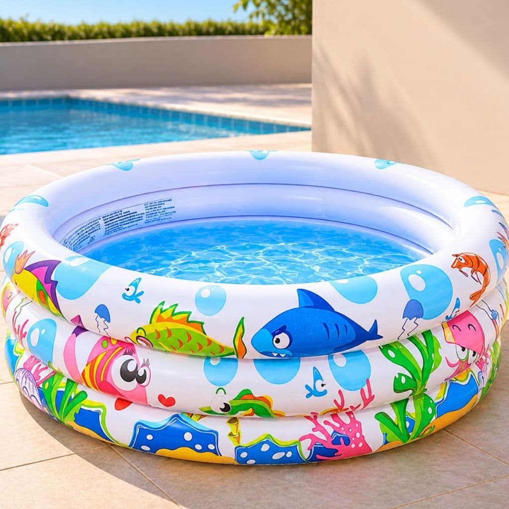 Piscina Inflável Infantil 3 Anéis Transparente 180 Litros Fundo Do Mar Para Crianças, Campo, Praia, Piscina, Resistente