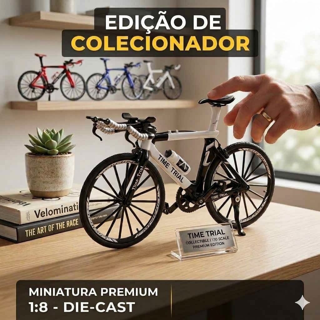Miniatura Bicicleta Speed Time Trial Escala 1:8 Colecionável Bike Metal E Borracha Enfeite de Mesa Realista