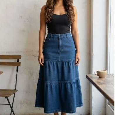 Saia Jeans Evangelica Feminina Tres Marias com Elástico de ajuste na Cintura do 38 ao 54 Plus Size