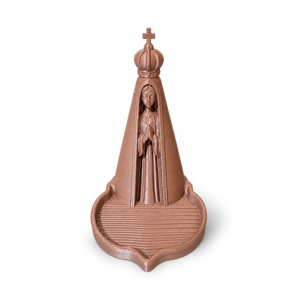Nossa Senhora Aparecida Decorativa com Base | Imagem Religiosa em Impressão 3D Marrom