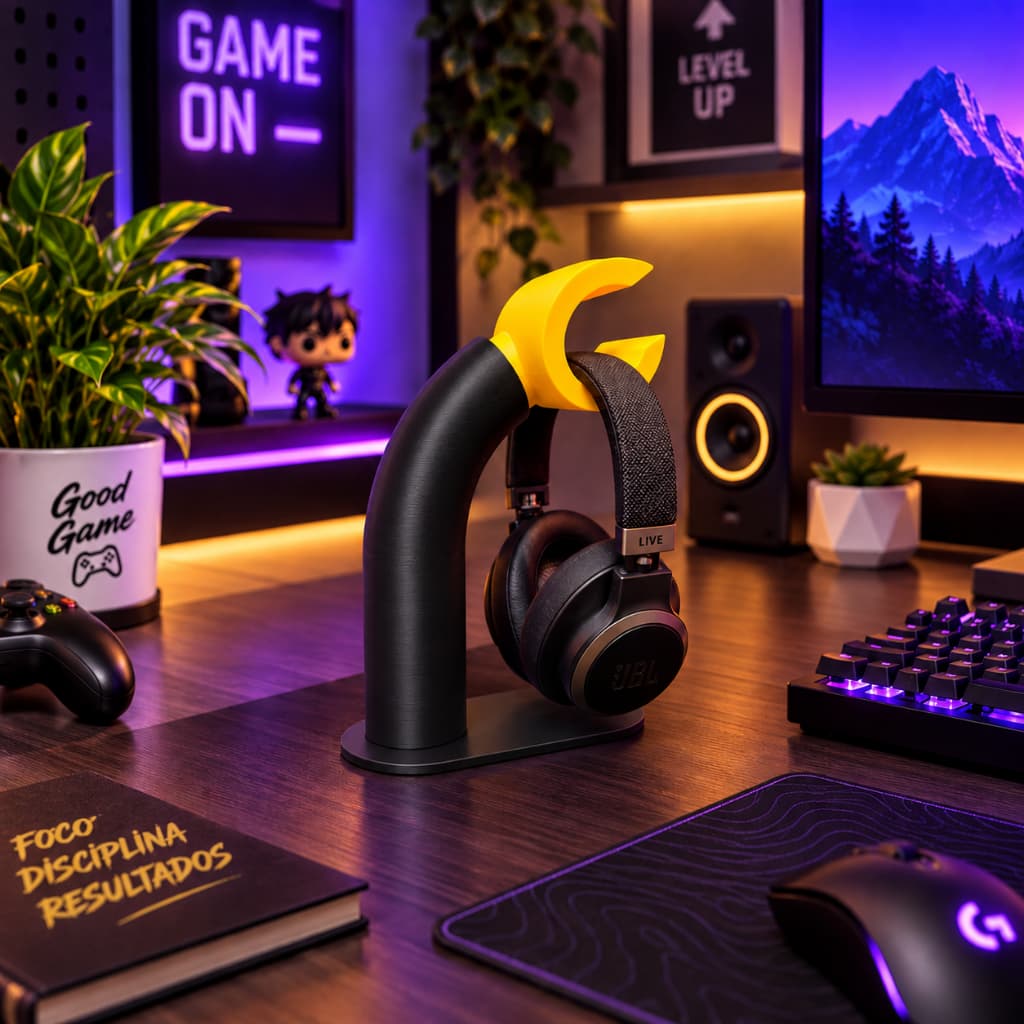 Suporte para Fone de Ouvido Gamer | Headphone Stand de Mesa | Organizador para Headset | Suporte para Fone