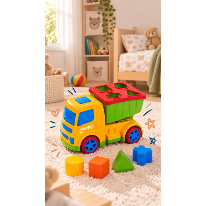 Caminhão de Brinquedo com Encaixe de Formas Brinquedo Educativo e Pedagógico Infantil para Desenvolvimento Cognitivo