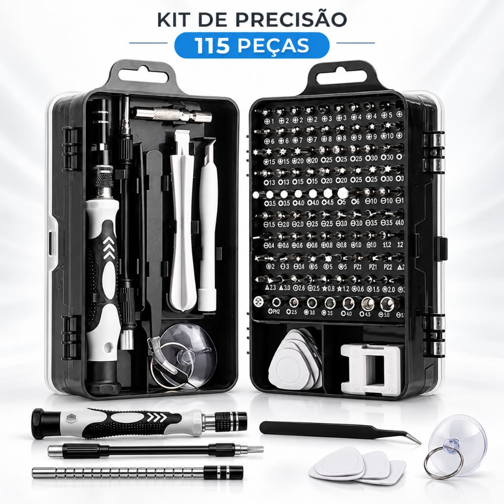 Kit Chaves De Fenda Precisão 115 Em 1 Magnético Celular Notebook Tablet PC Eletrônicos