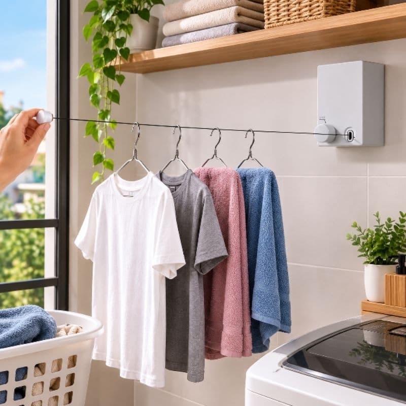 Varal de parede varal retrátil 4 metros ajustável varal para roupas lavanderia secagem de roupas banheiro varal compacto