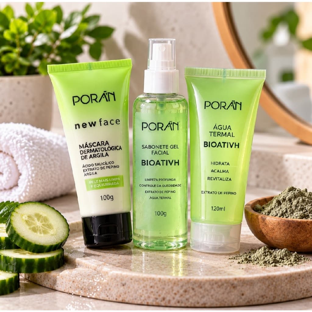 Kit Skin Care AntiOleosidade Argila Água termal Sabonete facial ácido salicilico extrato pepino