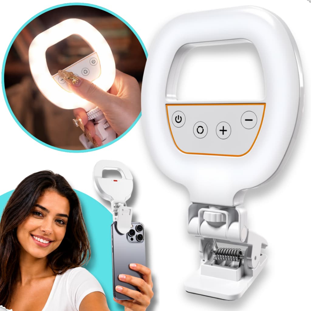 Ring Light Luz LED Recarregável Portátil Mini Clipe Celular Notebook Iluminador Selfie Live TikTok Maquiagem Vídeo