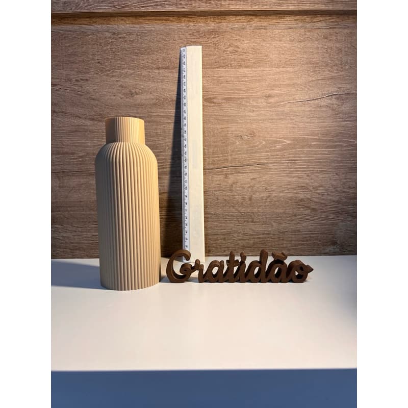 Kit Decorativo Vaso 18cm + Palavra 3D Fé Amor Deus Família Gratidão - Enfeite Religioso Sala Quarto