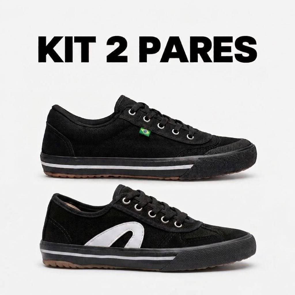 Kit 2 Tênis Esportivo Chuteira Camurça Adulto Vulcanizado Unissex Futsal Futebol Salão Quadra Confortável