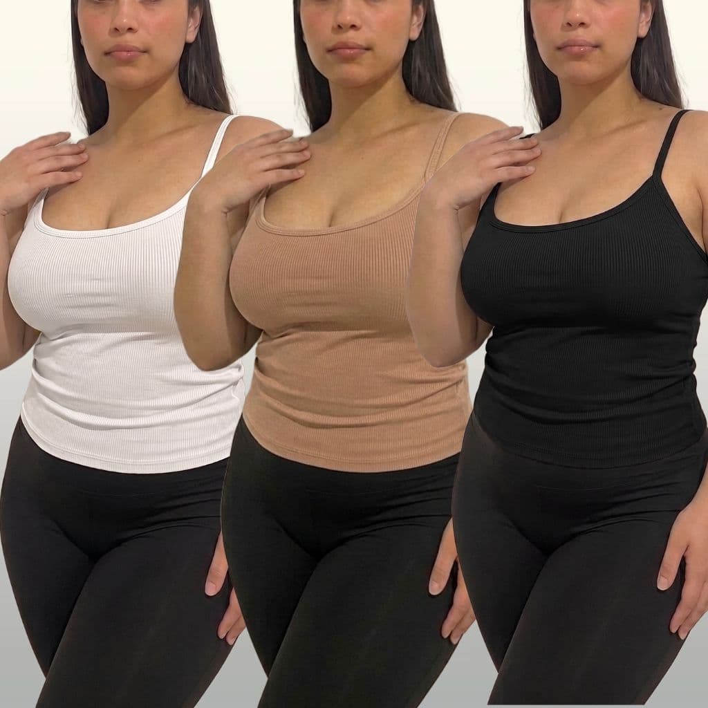 Kit 3 Blusa Plus Size Alcinha Canelada Feminina Básica Regata Confortável
