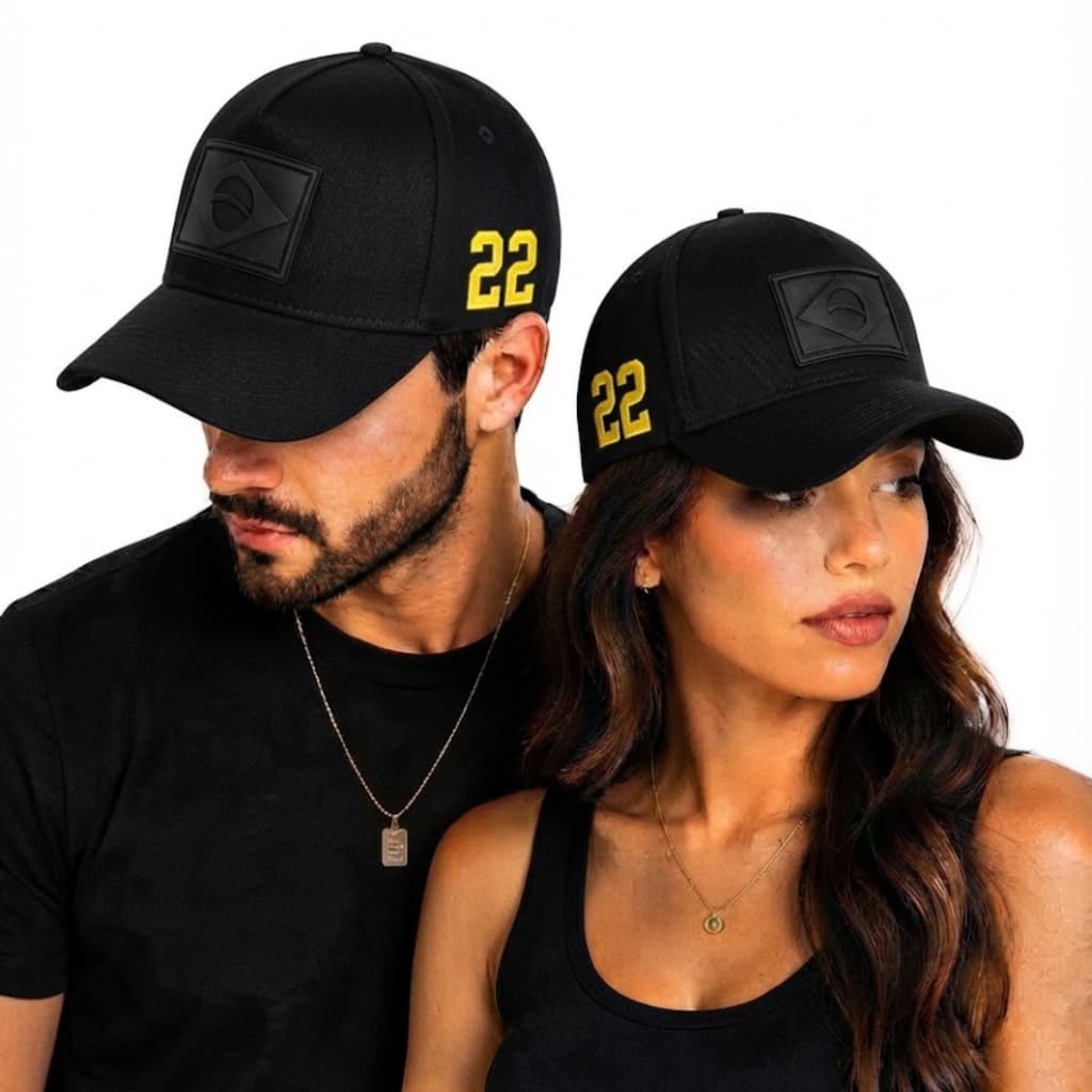 Boné Patriota 22 Brasil Preto Ajustável Aba Curva Unissex Alta Qualidade